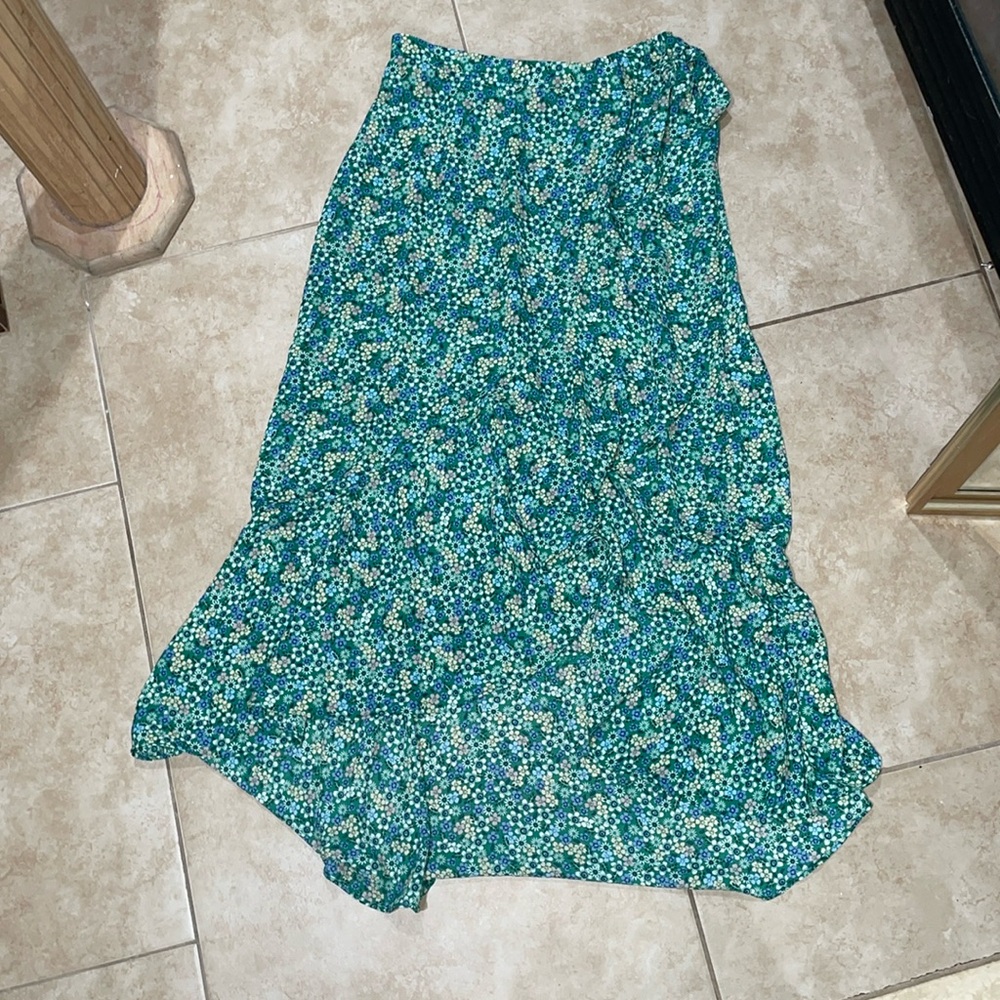 Max Studio Teal Floral Maxi Skirt